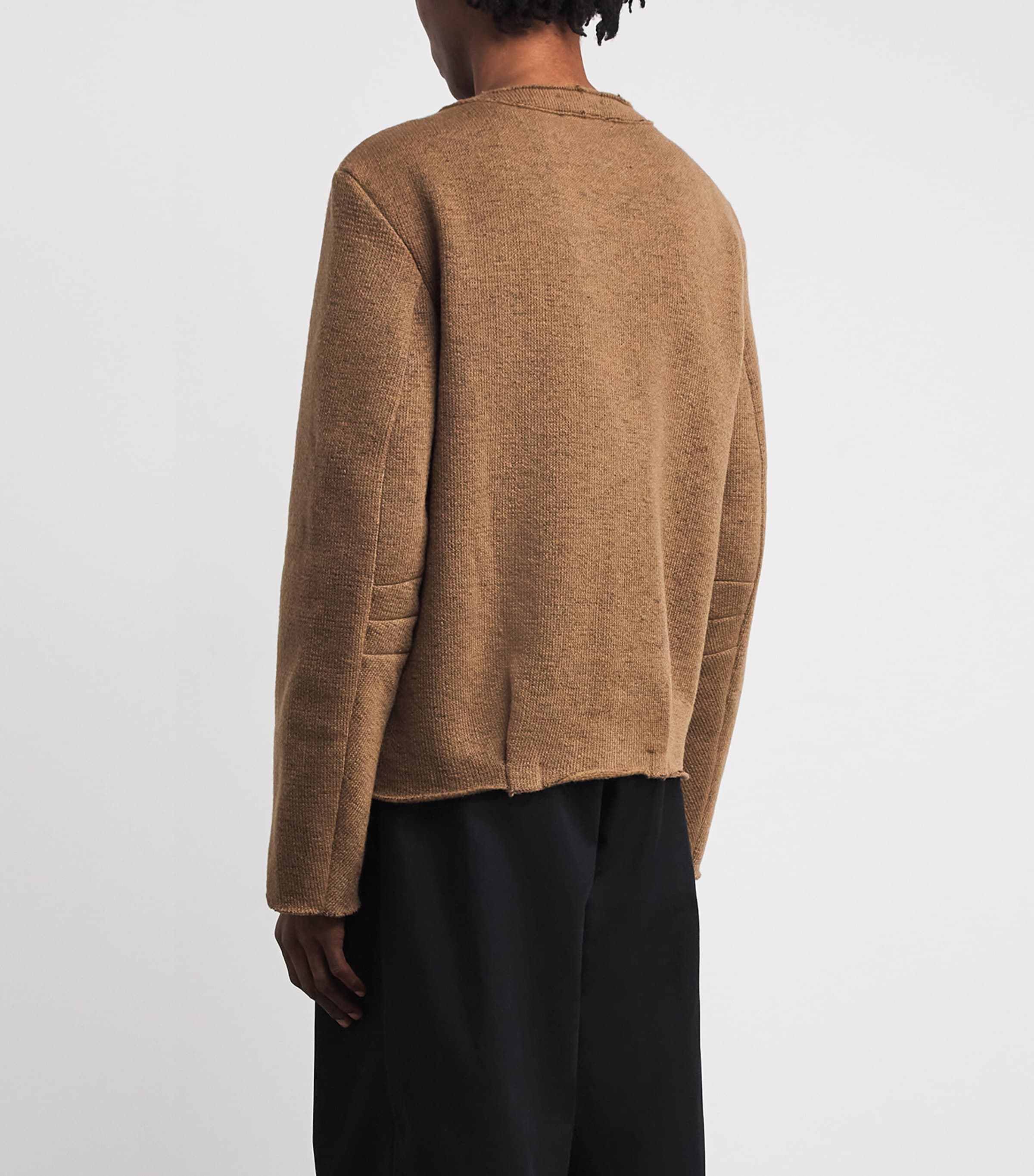 Distressed V-Neck Sweater BROWN Image 4