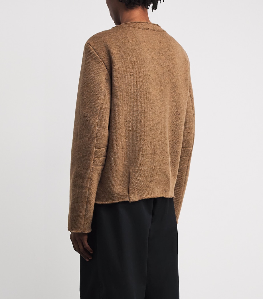 Distressed V-Neck Sweater BROWN Image 4