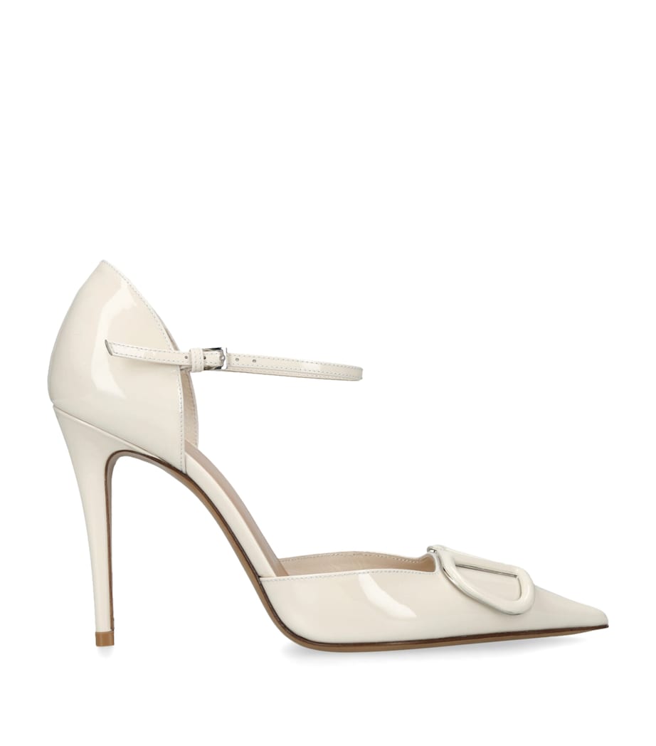 Valentino Garavani Patent Leather VLogo D’Orsay Pumps 100 White Image 1