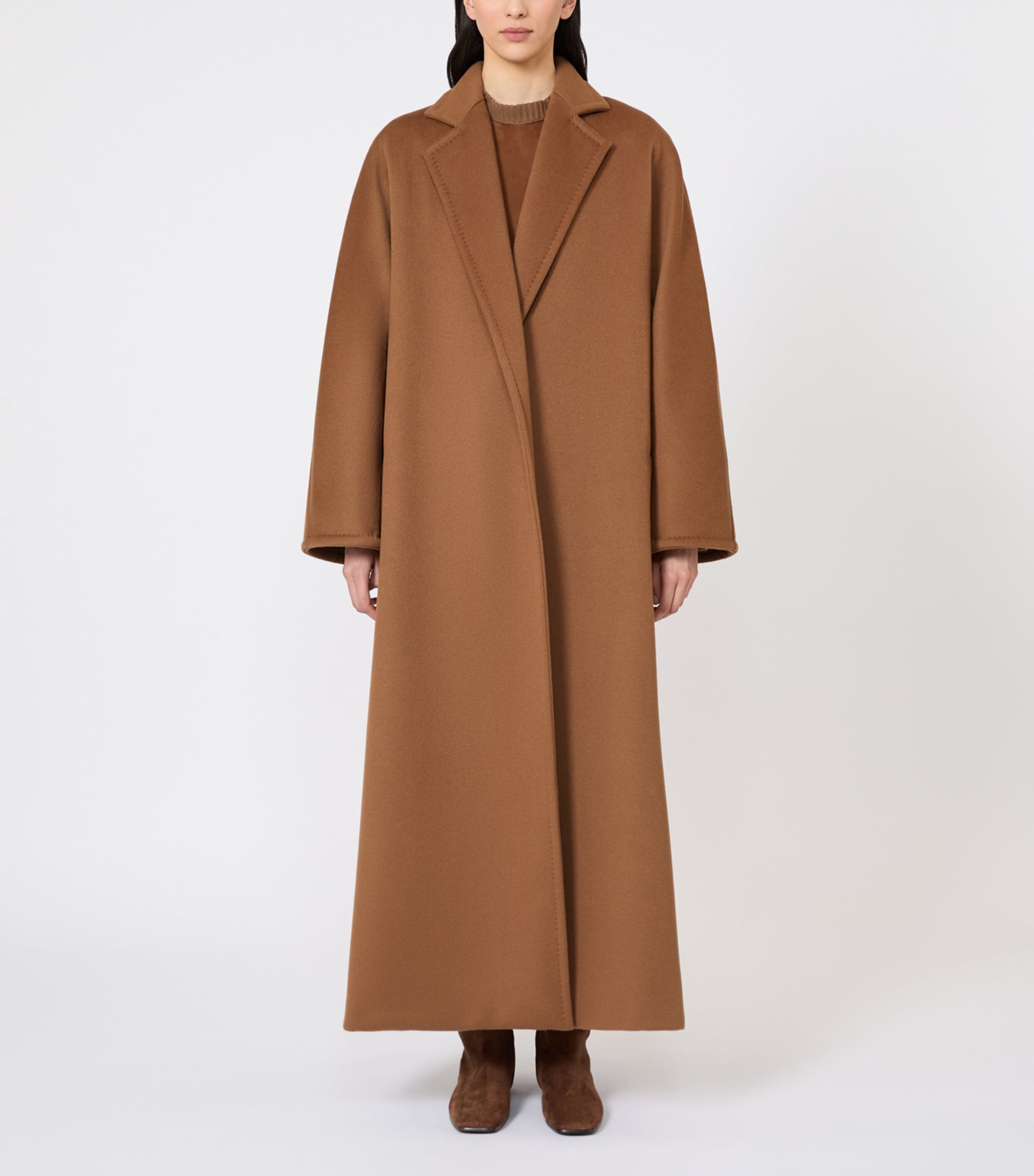 Max Mara Womens Cashmere Long Coat Camel Image 2