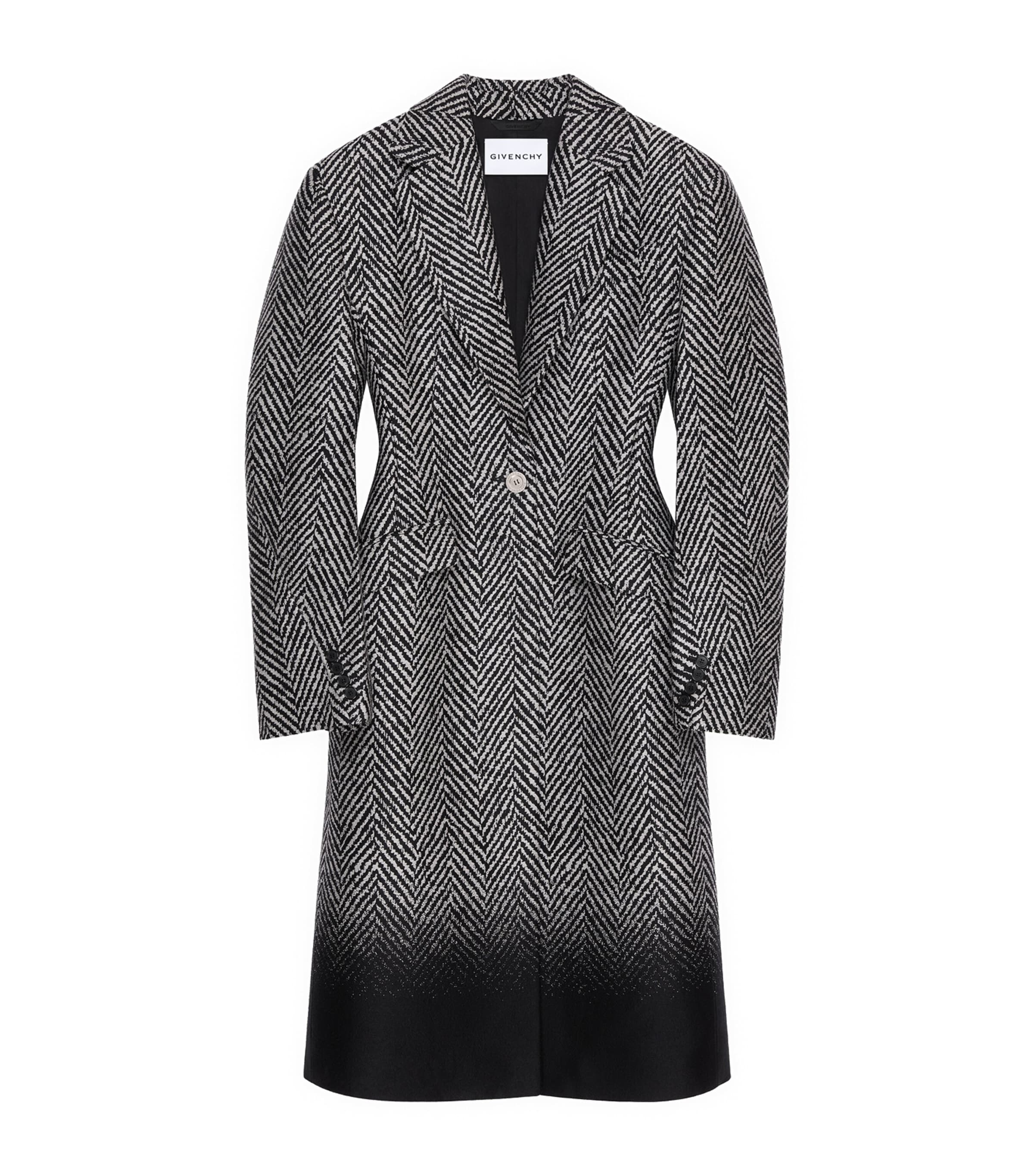Wool-Blend Chevron Ombré Coat BLACK/WHITE Image 1