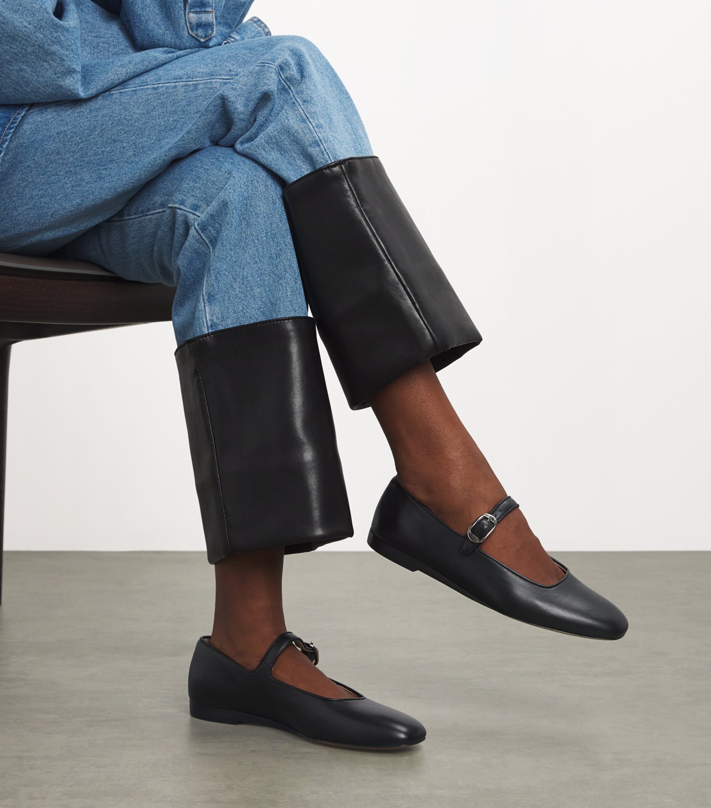 Le Monde Beryl Leather Mary Jane Ballet Flats Black Image 5