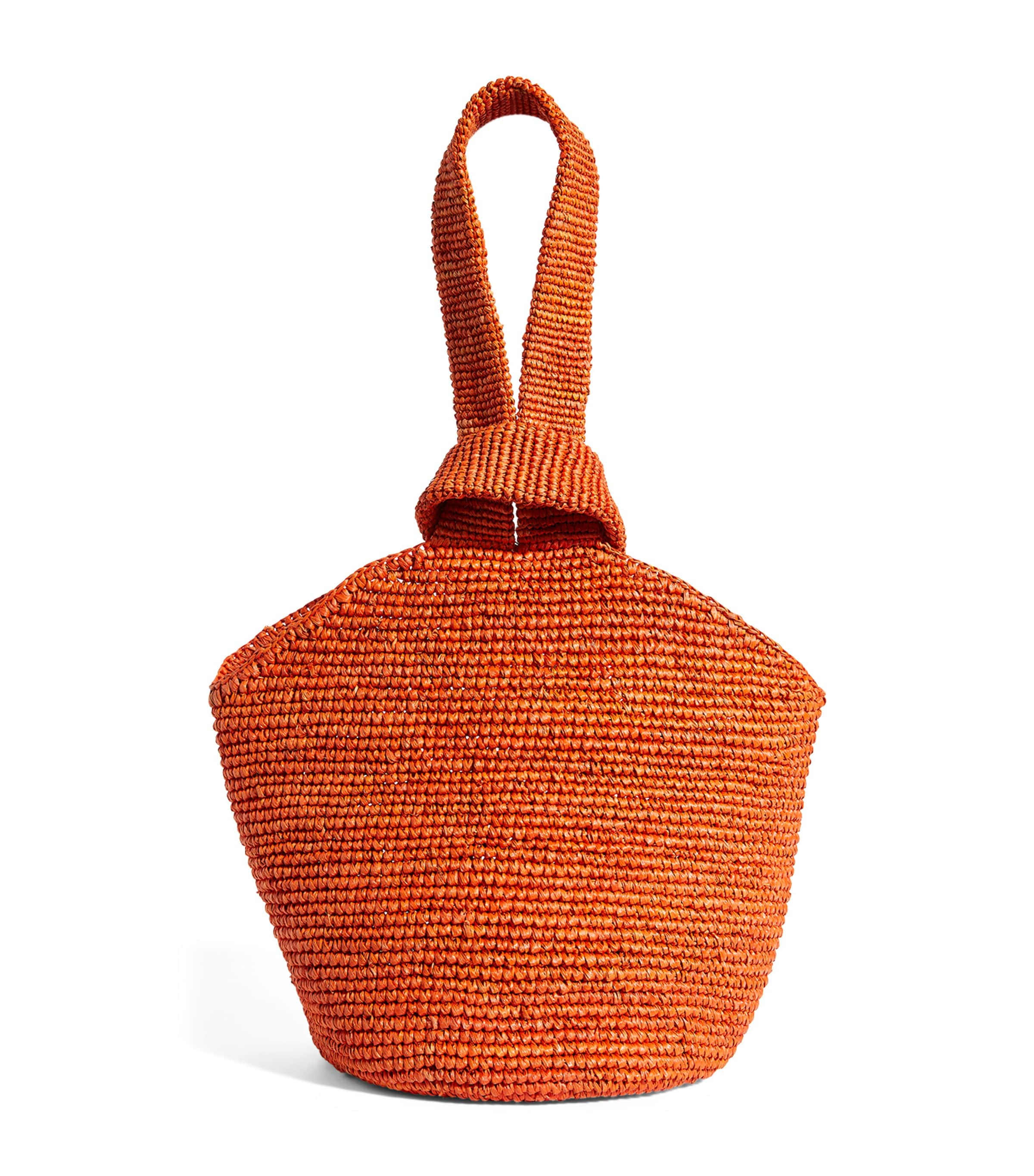 Sensi Studio Medium Toquilla Straw Top-handle Basket Bag In Orange