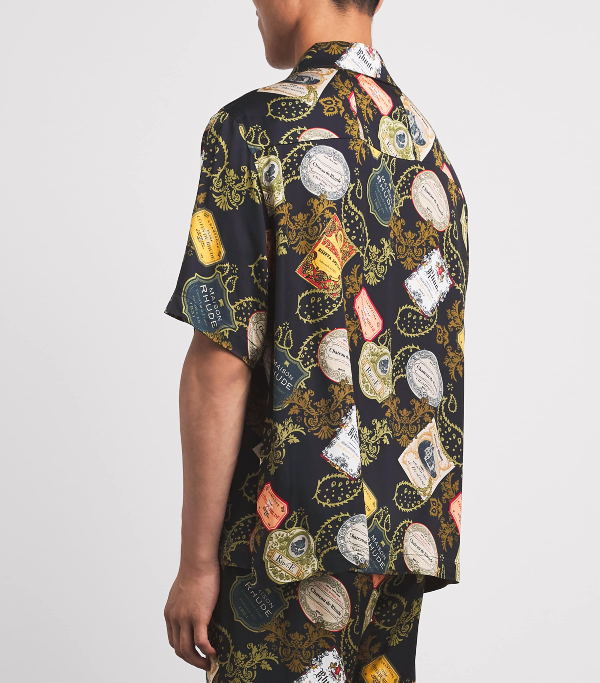 Rhude Mens Bandana Print Shirt Black/multi Image 5
