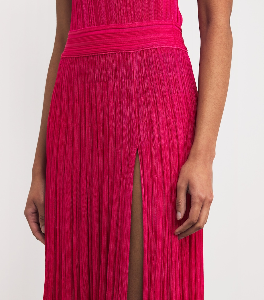 Knitted One-Shoulder Maxi Dress VAR 153 FUCHSIA Image 6