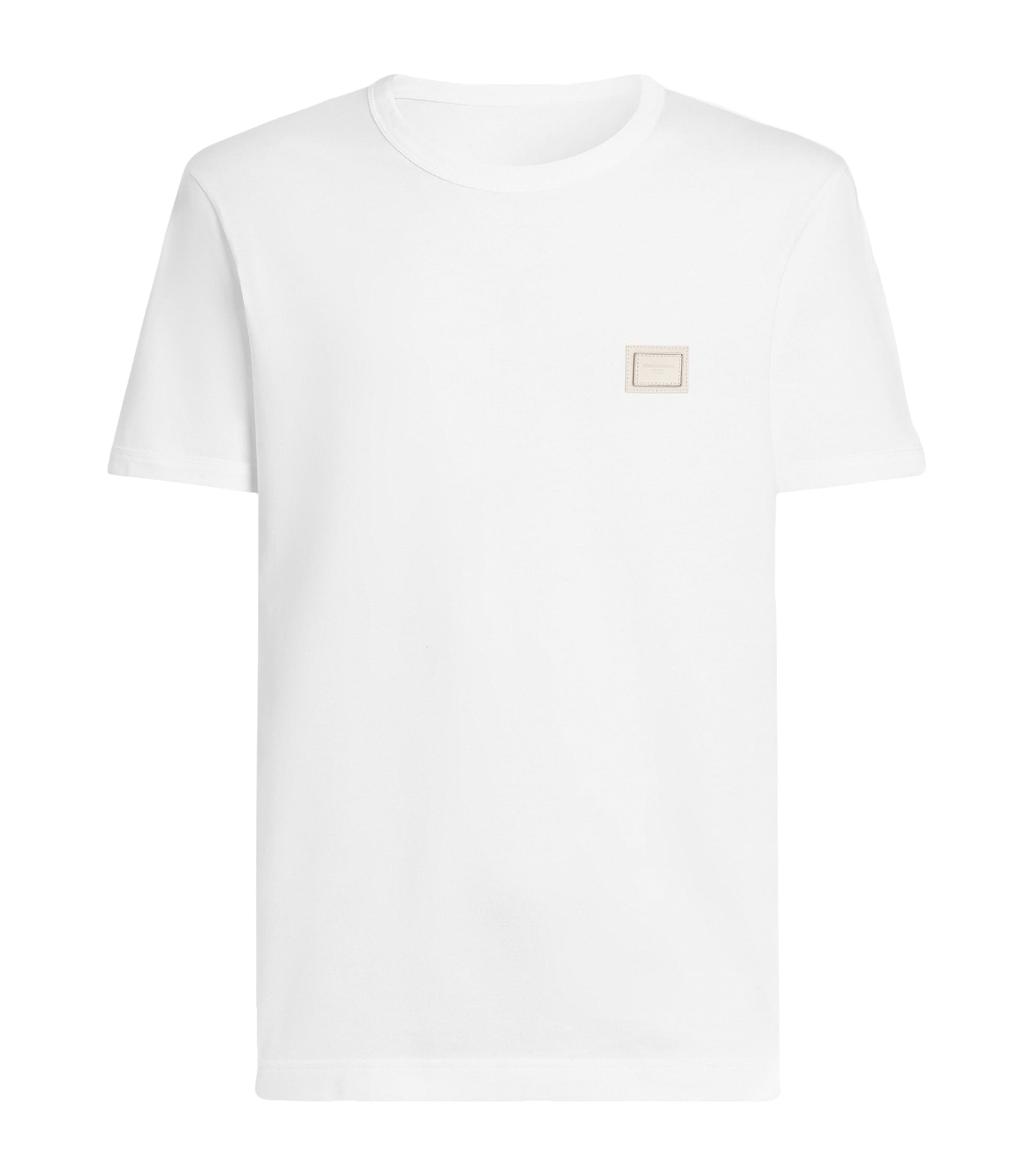 Dolce&Gabbana Mens Cotton Logo Plaque T-Shirt Optical White Image 1