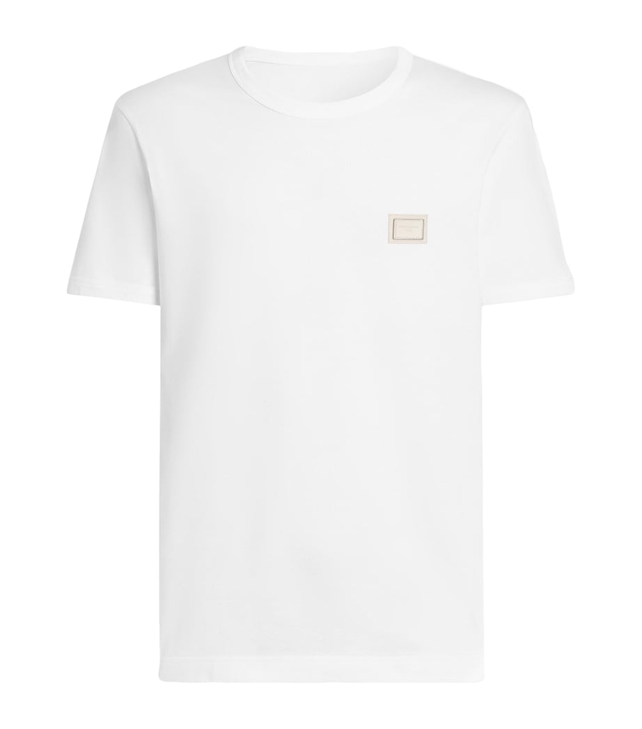 Dolce&Gabbana Mens Cotton Logo Plaque T-Shirt Optical White Image 1