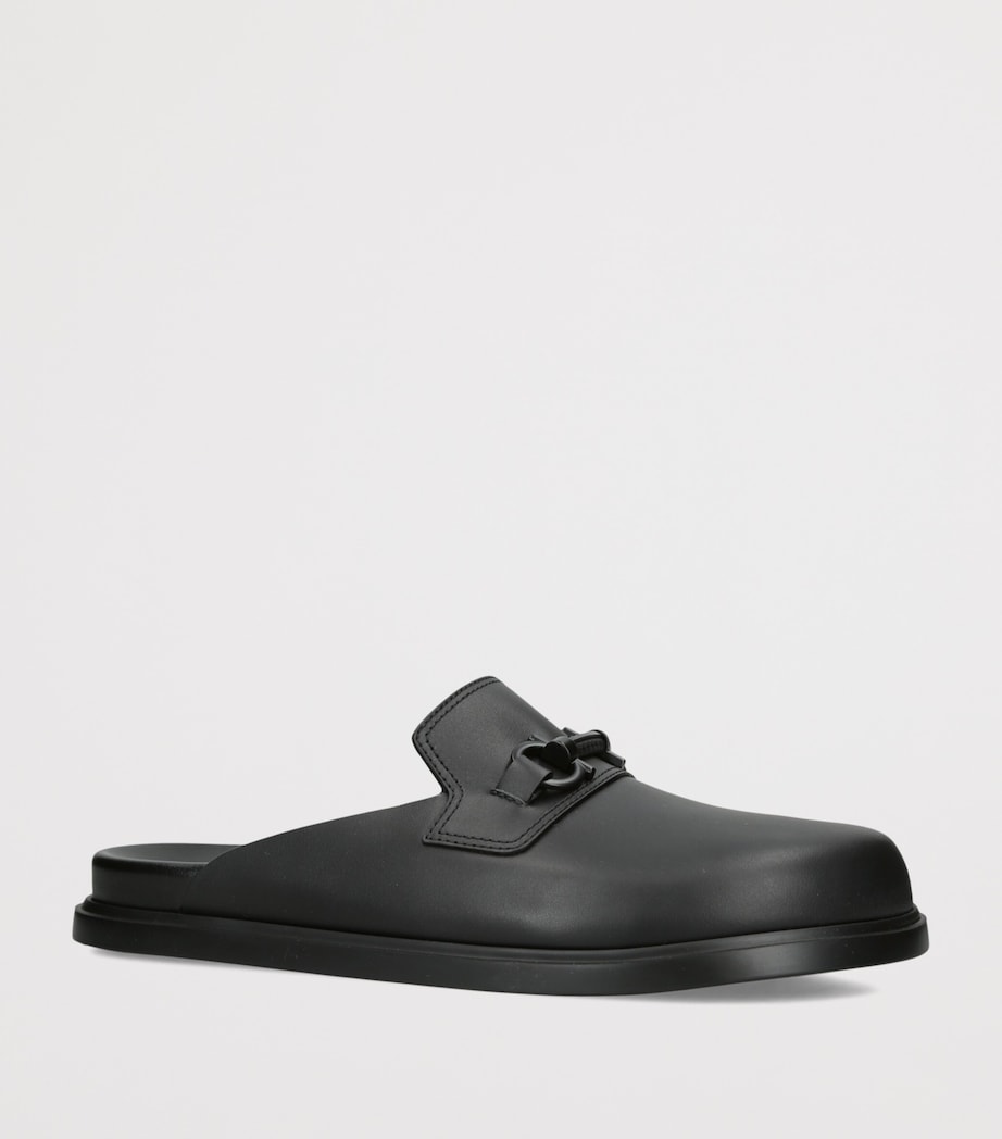 Salvatore Ferragamo Leather Gancini Mules Black Image 3