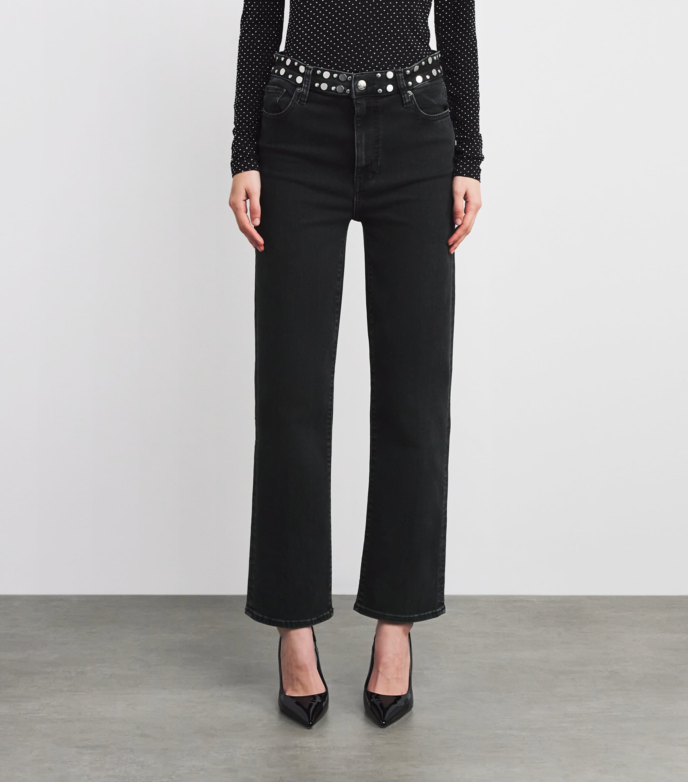 Studded Le Sleek Straight Jeans METEOR Image 3