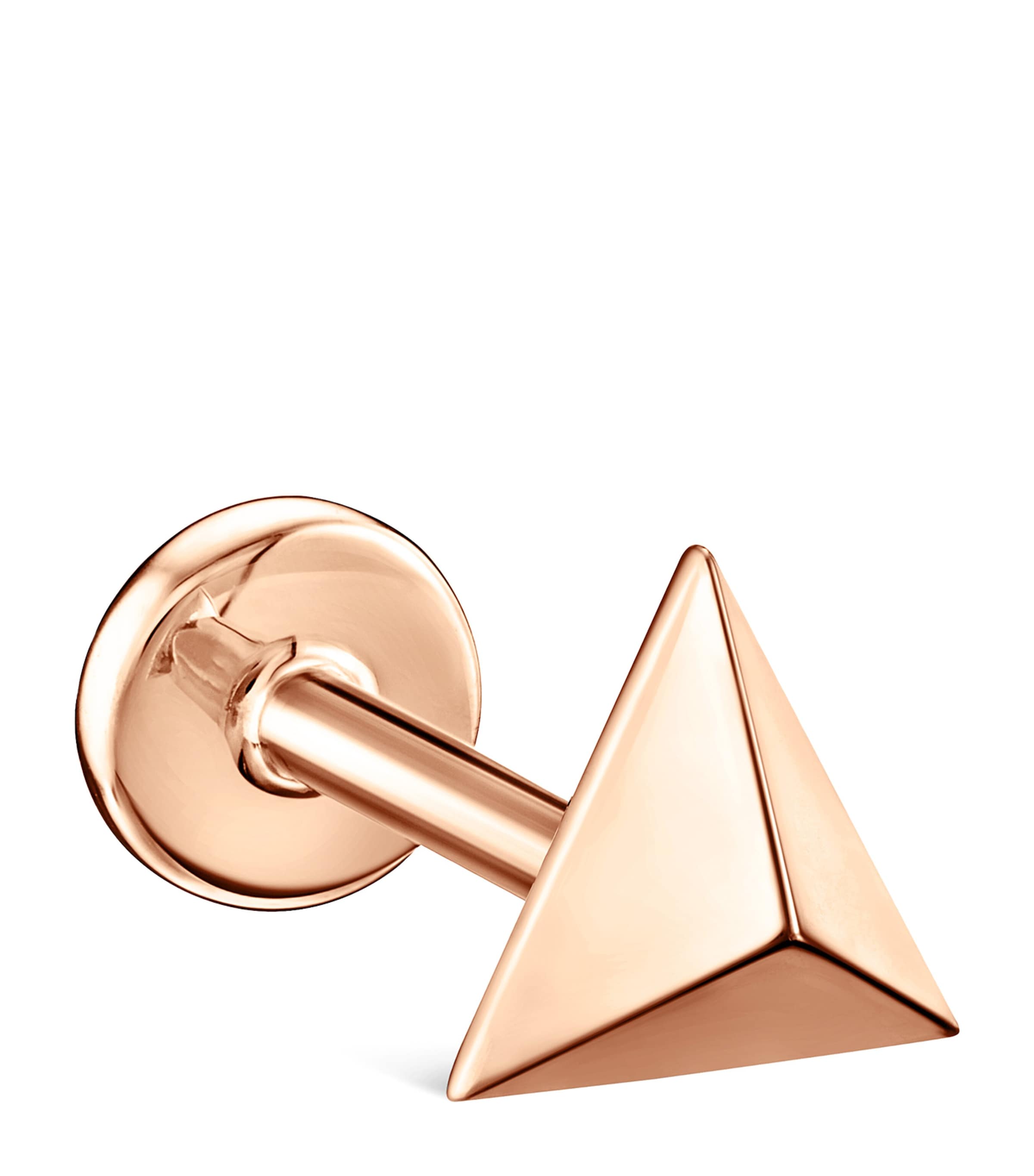 Maria Tash Rose Gold Faceted Triangle Threaded Stud Earring