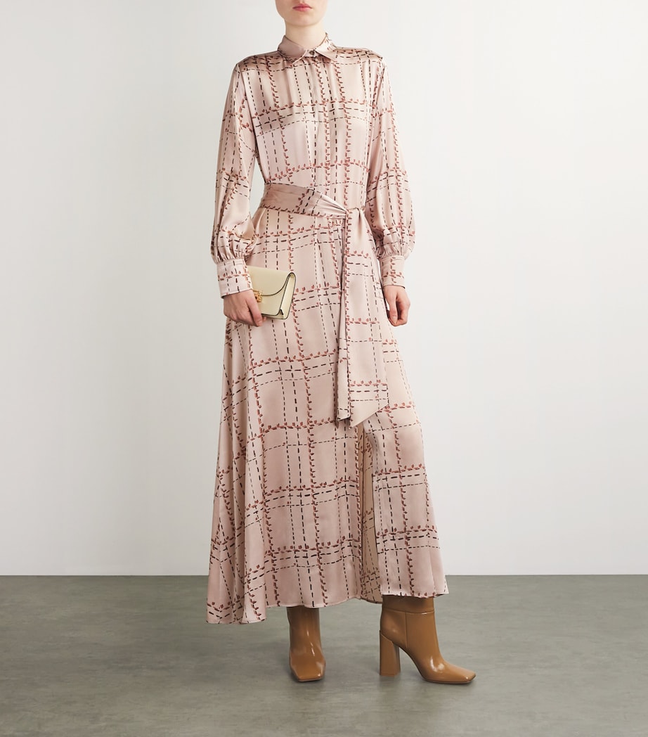 Kiton Womens Silk Belted Maxi Shirt Dress Powder Pink Image 2