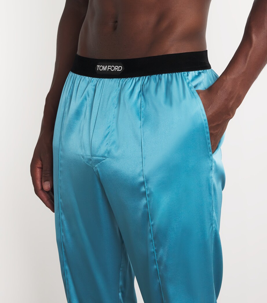 TOM FORD Mens Stretch-Silk Pyjama Trousers Azure Image 6