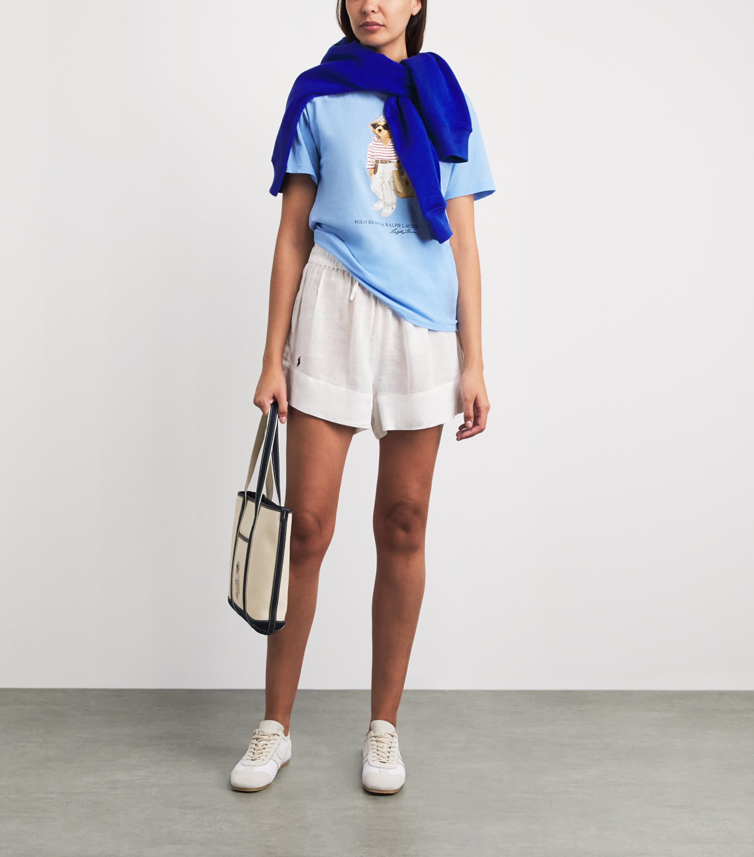 Polo Ralph Lauren Womens Cotton Polo Bear T-Shirt Baby Blue Image 2