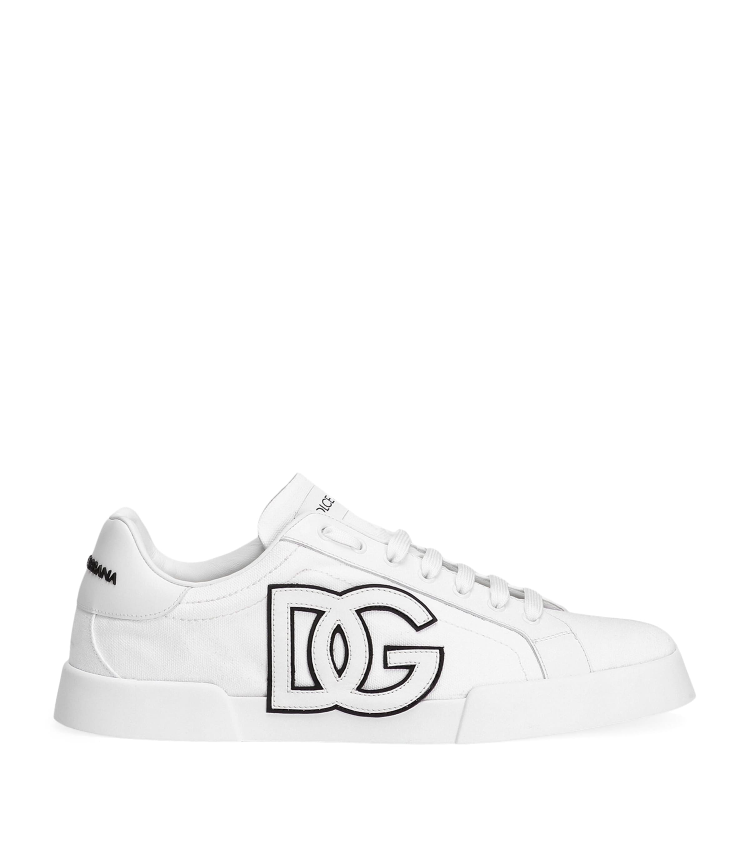 Dolce & Gabbana Portofino Low-top Sneaker In Canvas And Nappa Calfskin In White