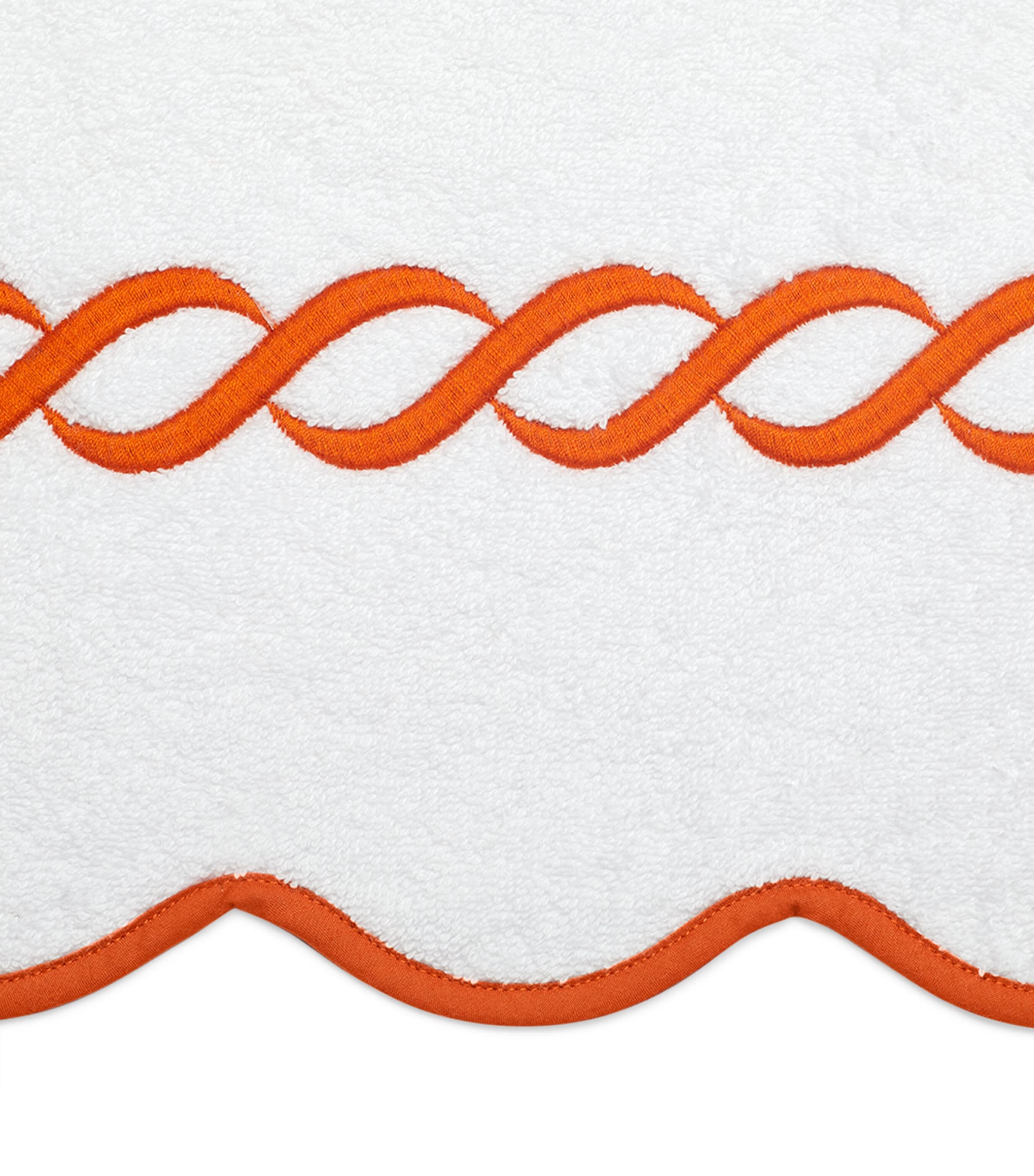 Cotton Treccia Bath Sheet (100cm x 180cm) WHITE/ORANGE Image 3
