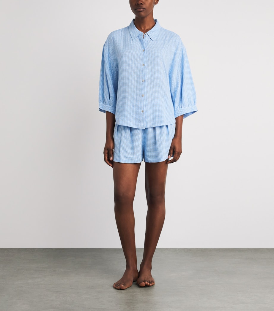 Eberjey Womens Linen-Blend Gingham Pyjama Shorts Gwsb Gingham Wh Image 2