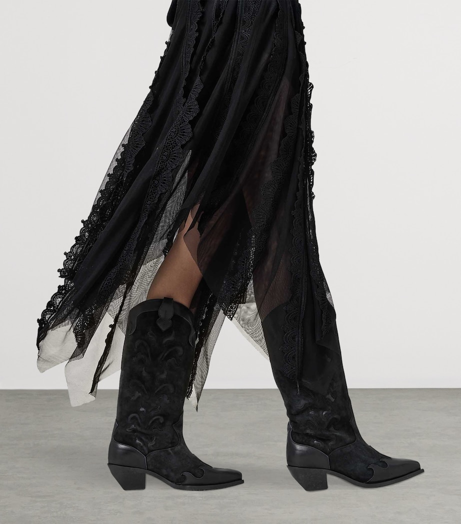 AllSaints Suede Dolly Cowboy Boots 47 Black Image 2