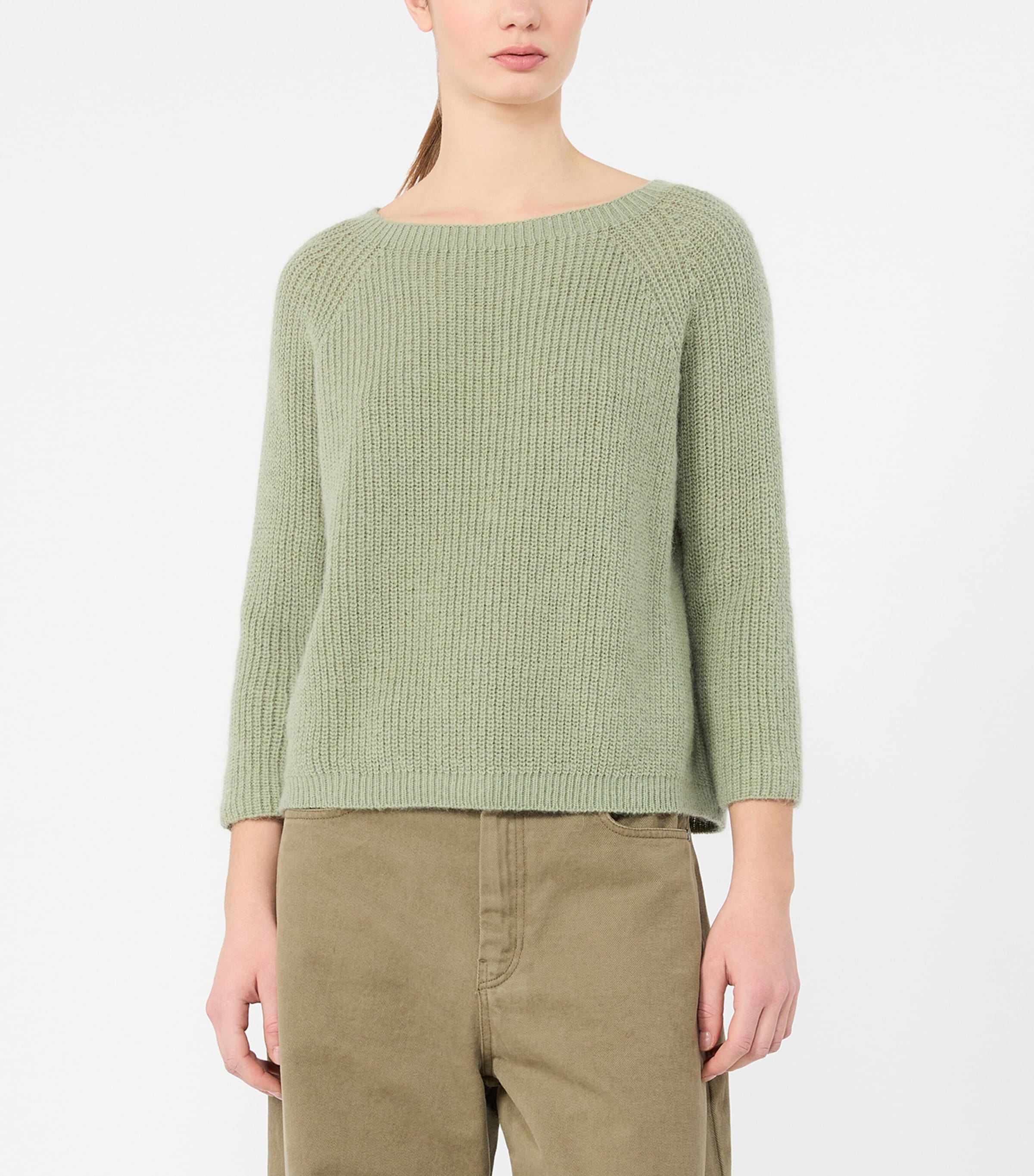 Weekend Max Mara Womens Rib-Knit Sweater Sage Green Image 3