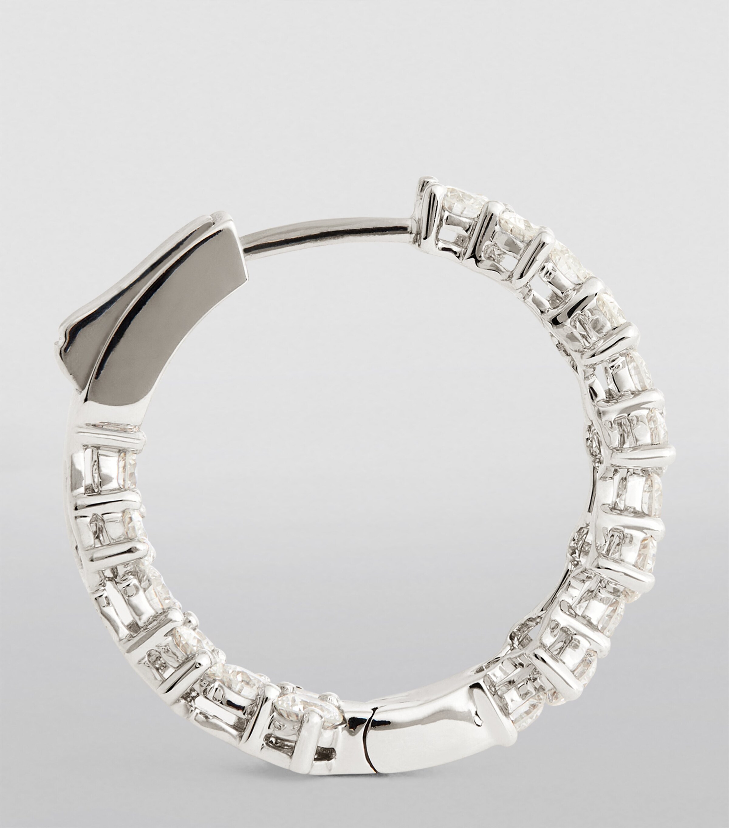 White Gold and Diamond Triangle Hoop Earrings WHITE GOLD Image 3