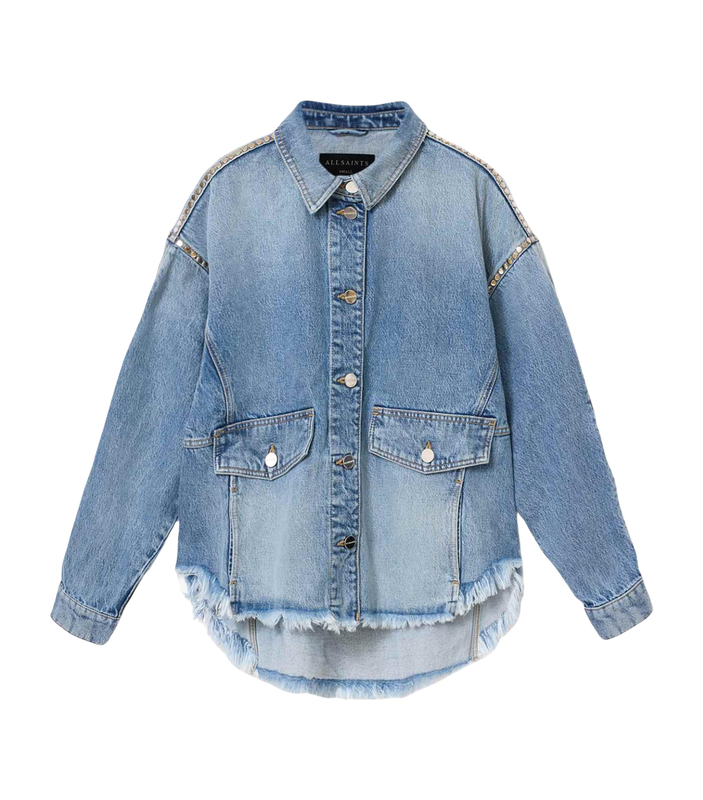 AllSaints Womens Hettie Stud Denim Shacket Vintage Indigo Image 1