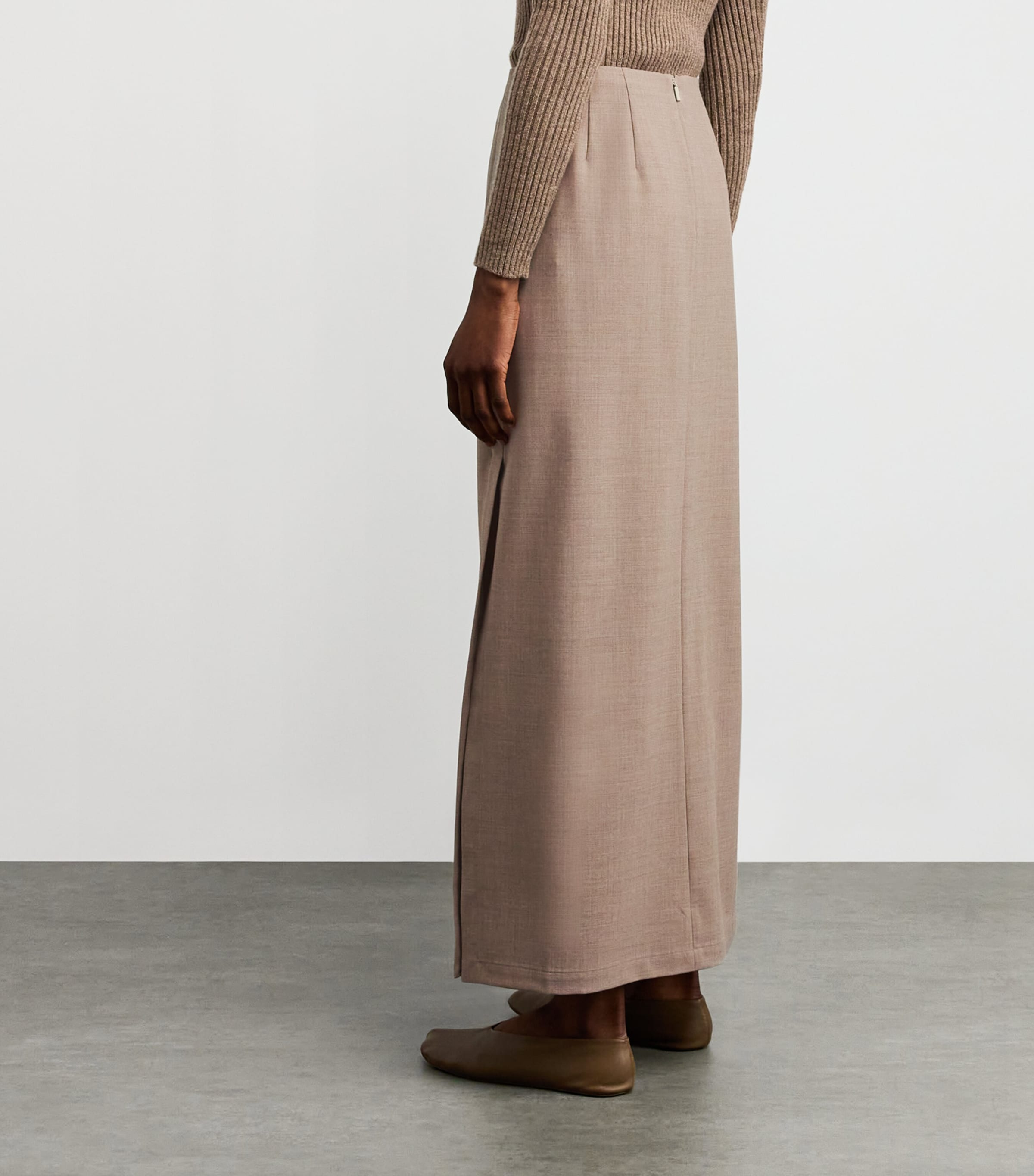 Wool Column Maxi Skirt 0005962 HICKRY MLNGE Image 4