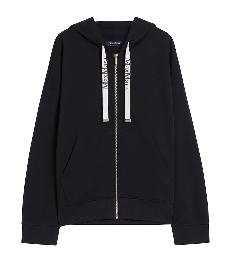 Max Mara Womens Cotton-Blend Zip-Up Hoodie Ultramarine Image 1