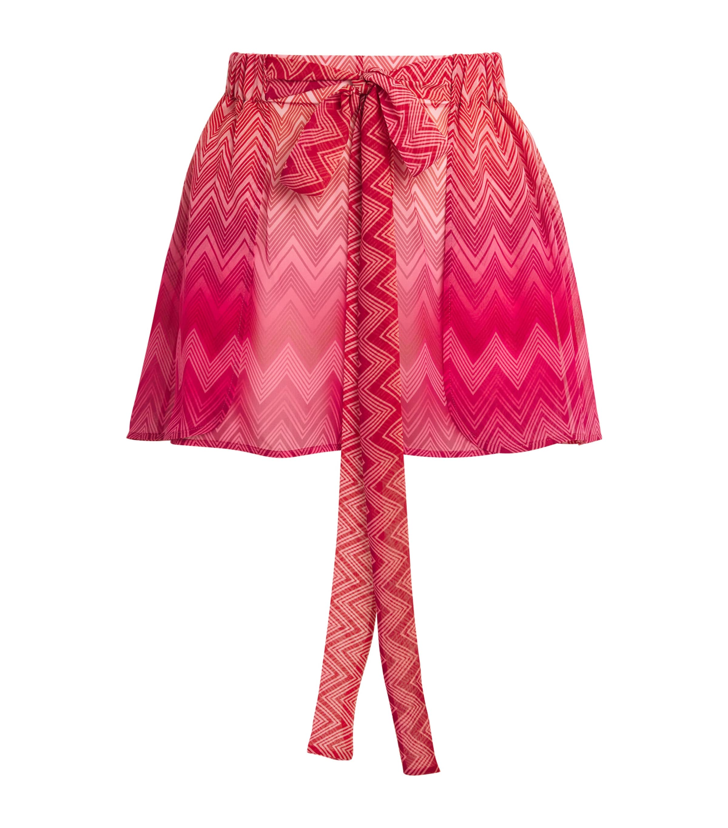 Missoni Printed Belted Satin Cover-up Shorts In Red