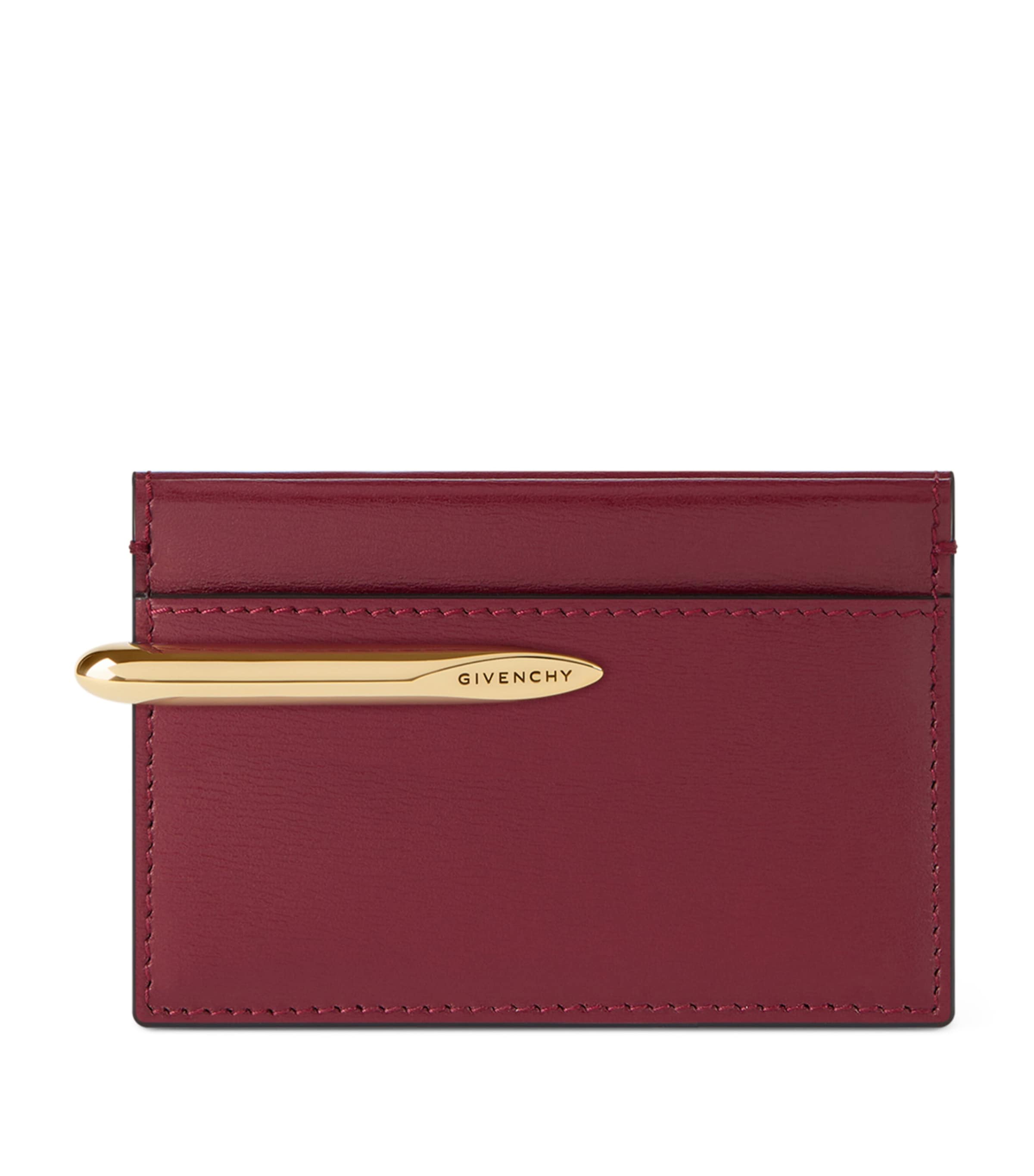 Leather Pinch Cardholder BURGUNDY Image 1