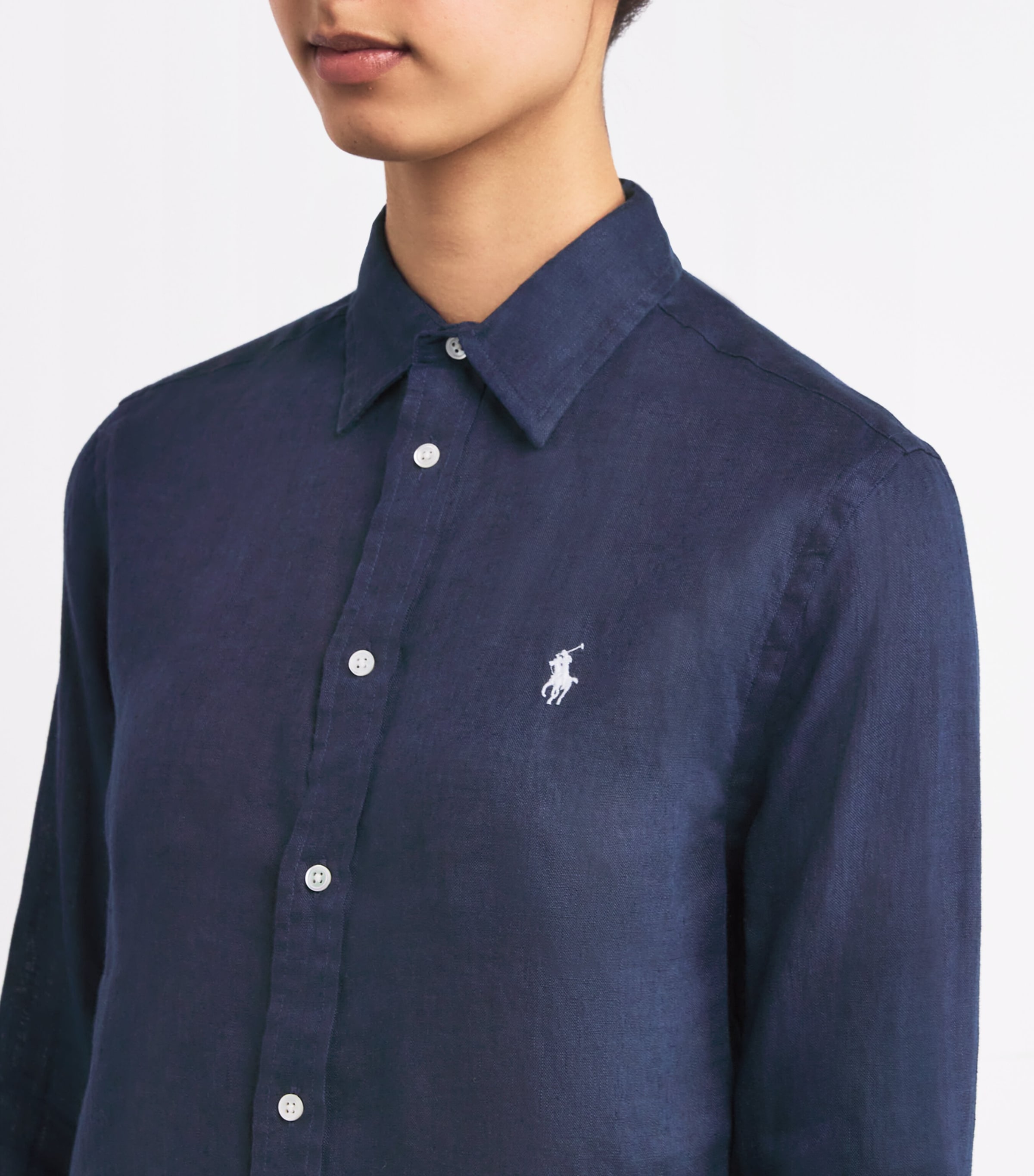 Polo Ralph Lauren Womens Linen Classic Shirt Navy Image 6
