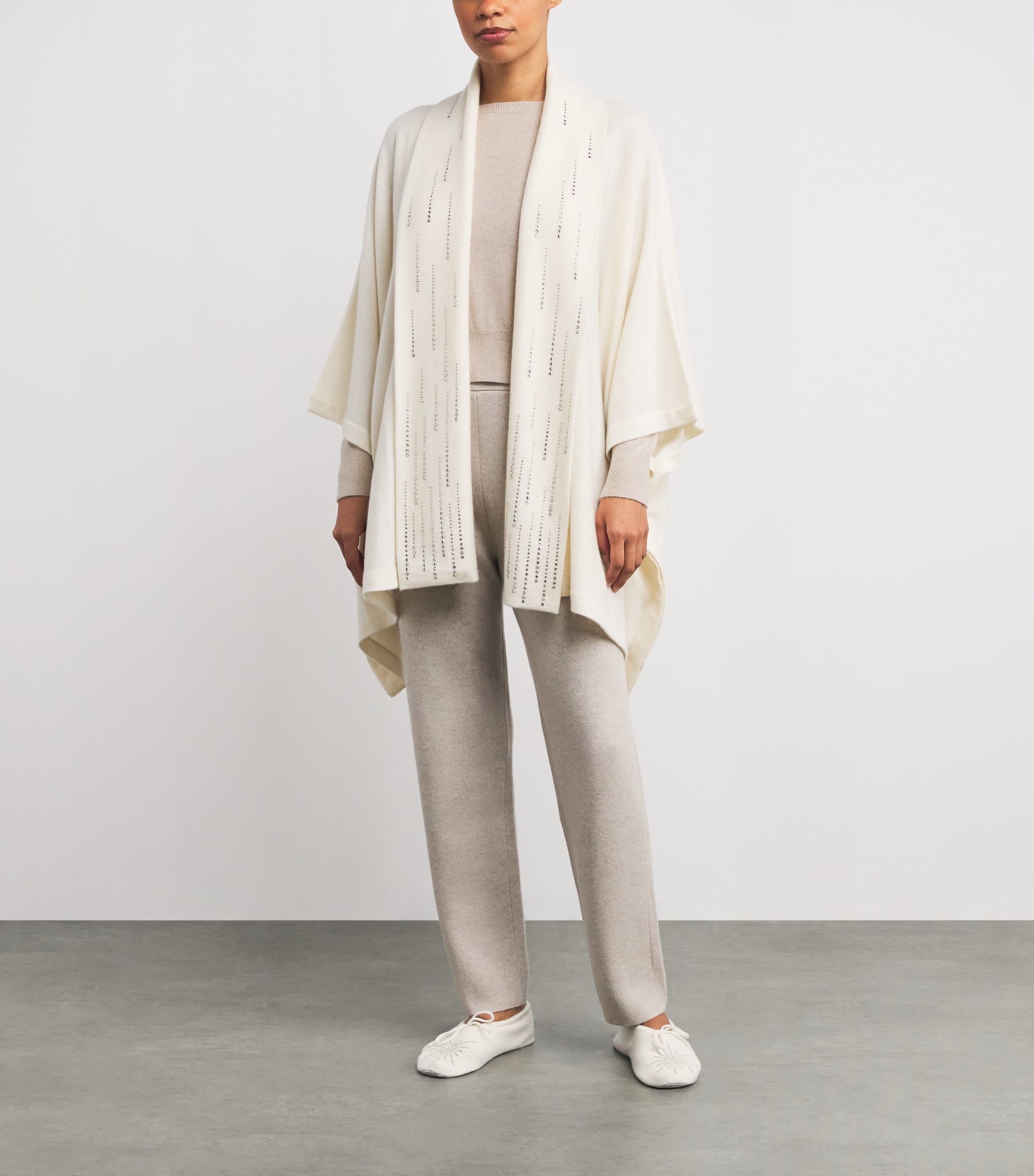 Cashmere Embellished Dolly Slippers WINTER WHITE/SI Image 6