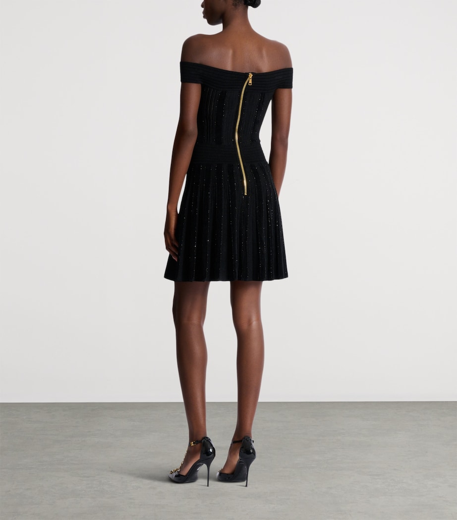 Off-The-Shoulder Knit Mini Dress EAC NOIR/ARGENT Image 5
