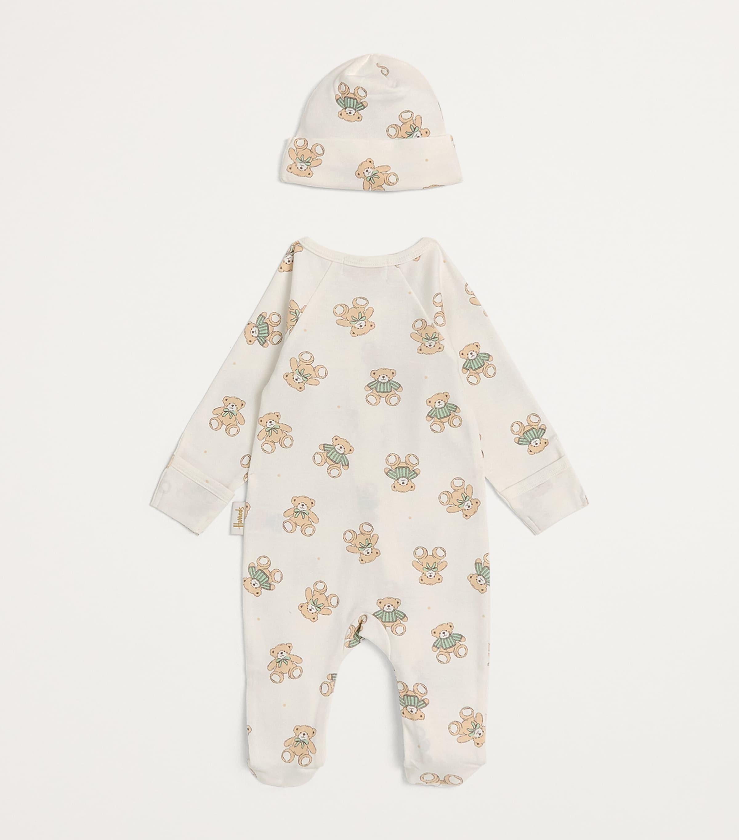 Harrods Henry Bear All-In-One and Hat Gift Set (0-18 Months) Ivory Image 2