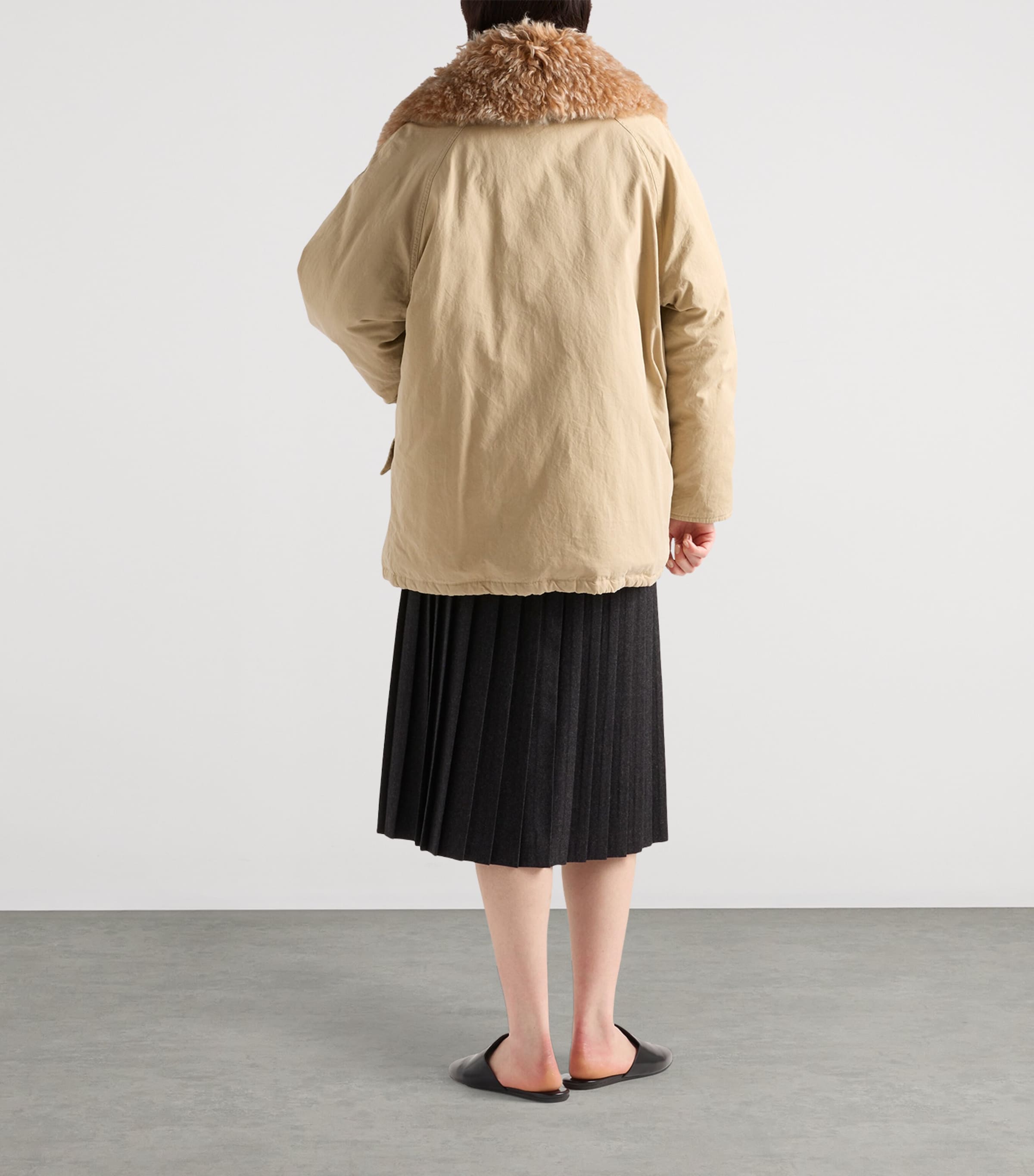 Wool Pleated Midi Skirt F0308 Image 5