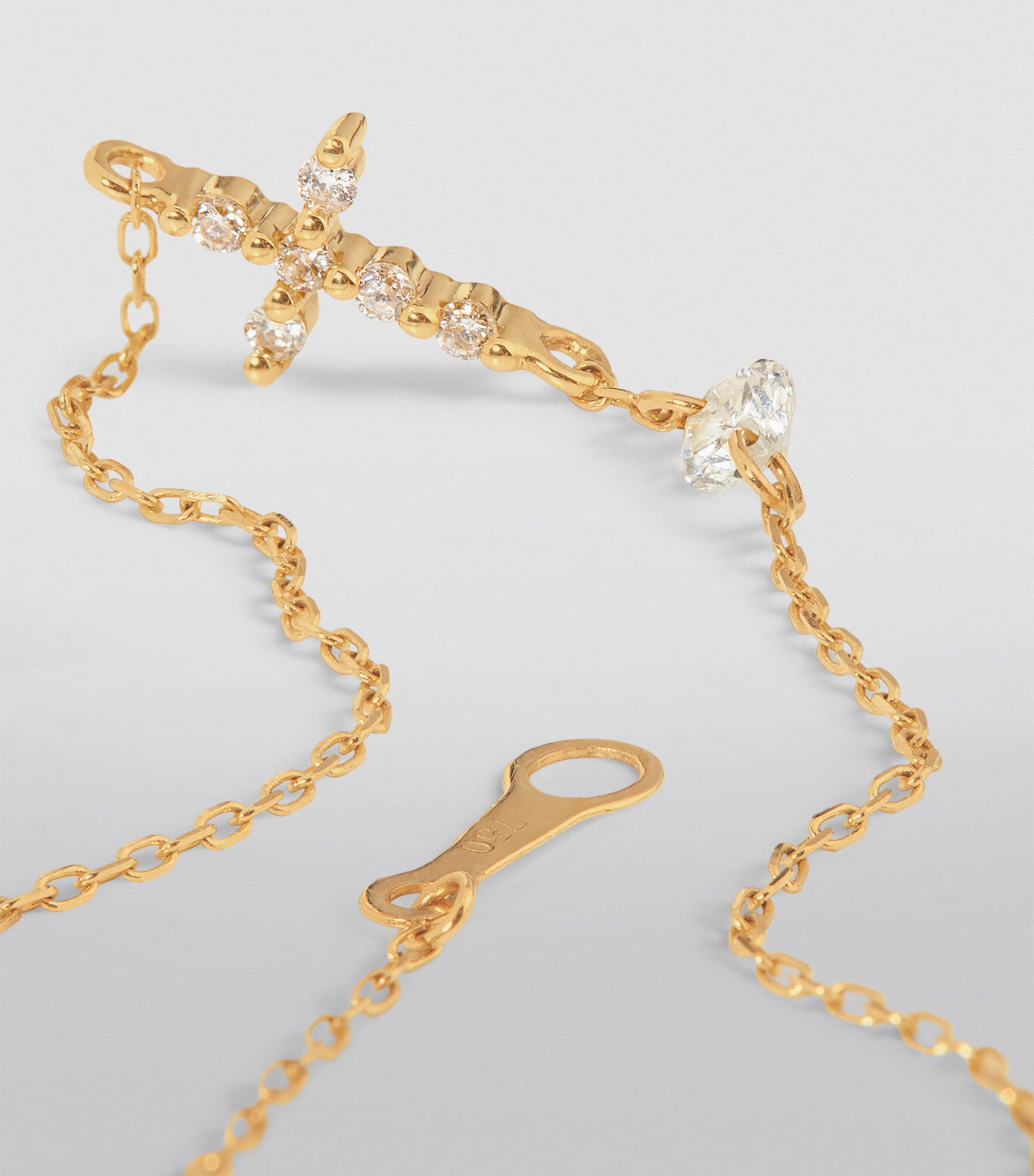 Yellow Gold and Diamond Symbols Cross Bracelet YELLOW GOLD Image 6