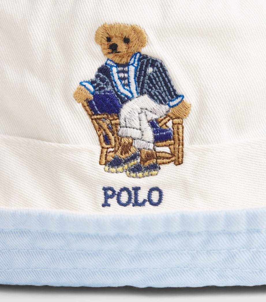 Polo Ralph Lauren Cotton Twill Polo Bear Bucket Hat Dckwsh Wht W/nprt Br Image 4
