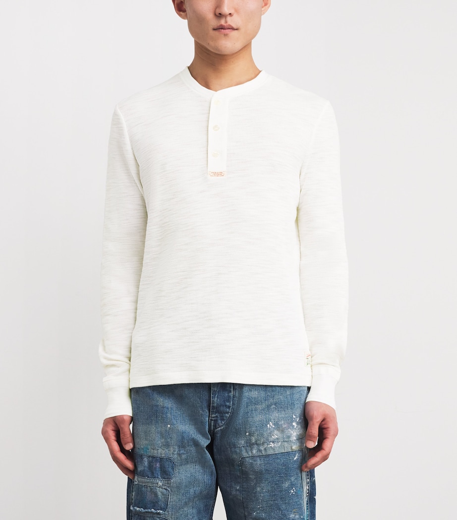 Polo Ralph Lauren Mens Long-Sleeve Henley T-Shirt White Image 3