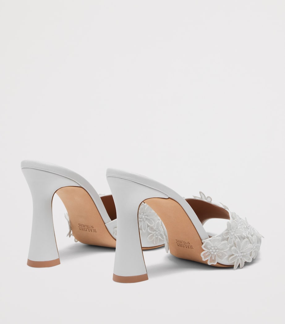 Malone Souliers Leather Flower-Embellished Roxanne Sandals 90 White Image 4