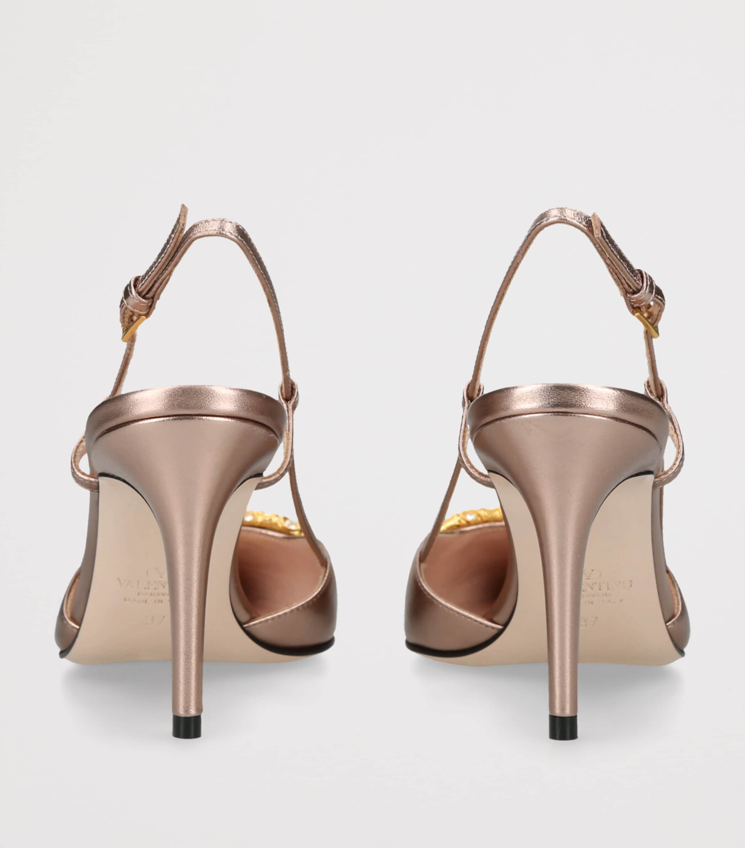 Leather Embellished VLogo Slingback Pumps 80 BLUSH Image 2