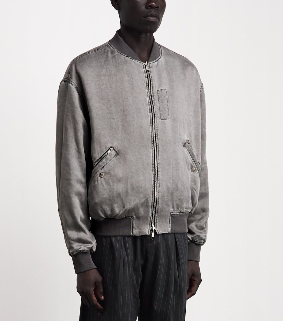 Wooyoungmi Mens Cotton Faded Logo Bomber Jacket Grey Image 4