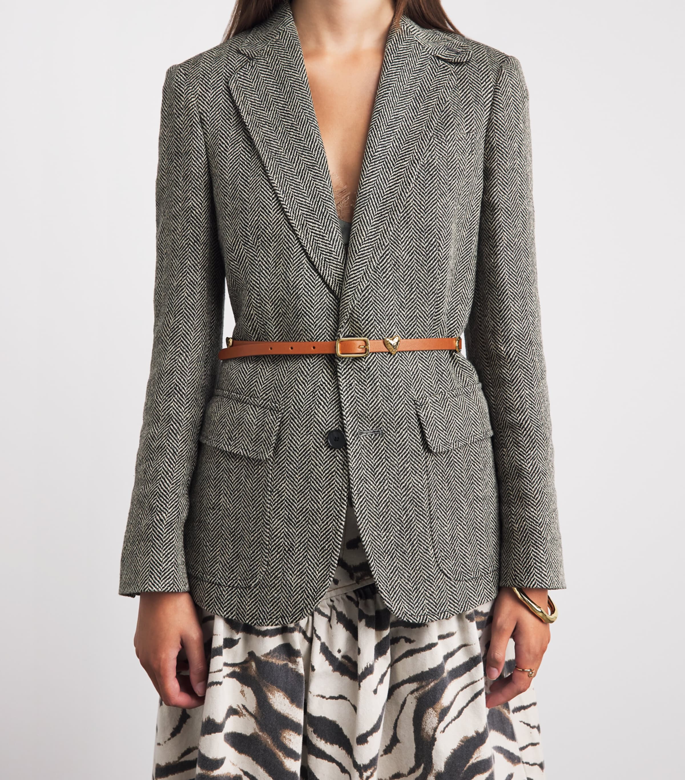 Claudie Pierlot Calfskin Belt Camel Image 2