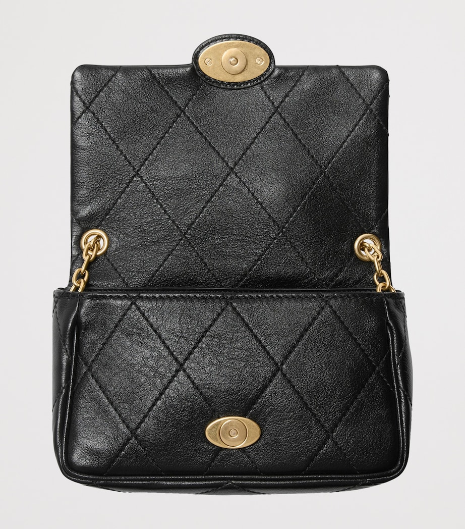 Leather Quilted EKD Clutch Bag BLACK Image 6
