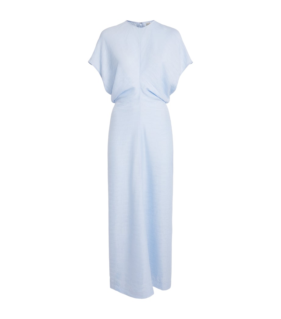 Toteme Womens Slubbed Slouch-Waist Midi Dress Sky Image 1