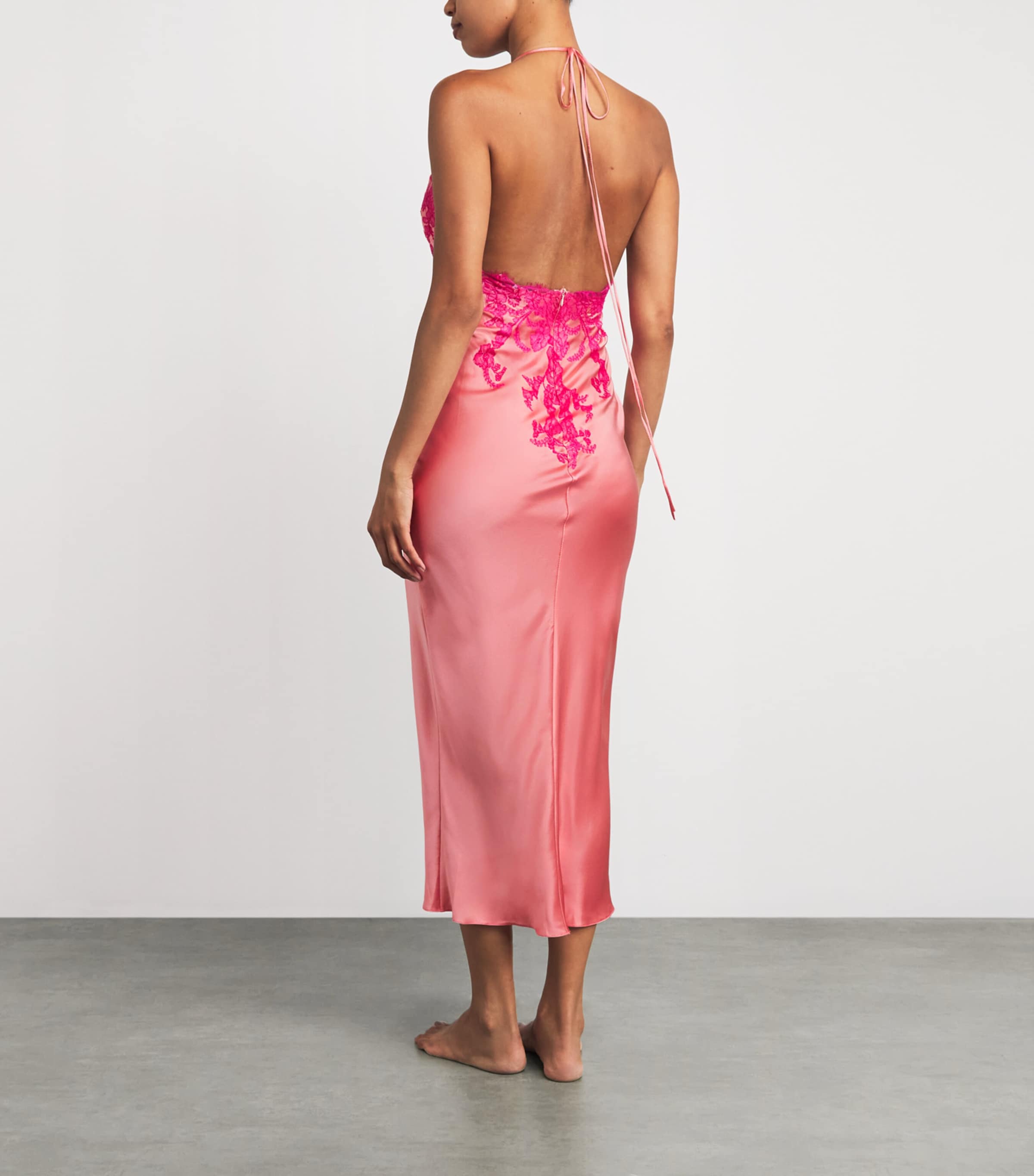 TORLOWEI Womens Silk Tokoni Midi Slip Dress Coral/begonia Image 5