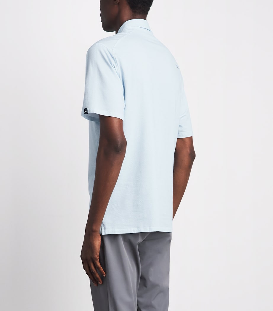 KJUS Mens Pima Cotton Printed Hollow Polo Shirt Vapor Blue/white Image 5