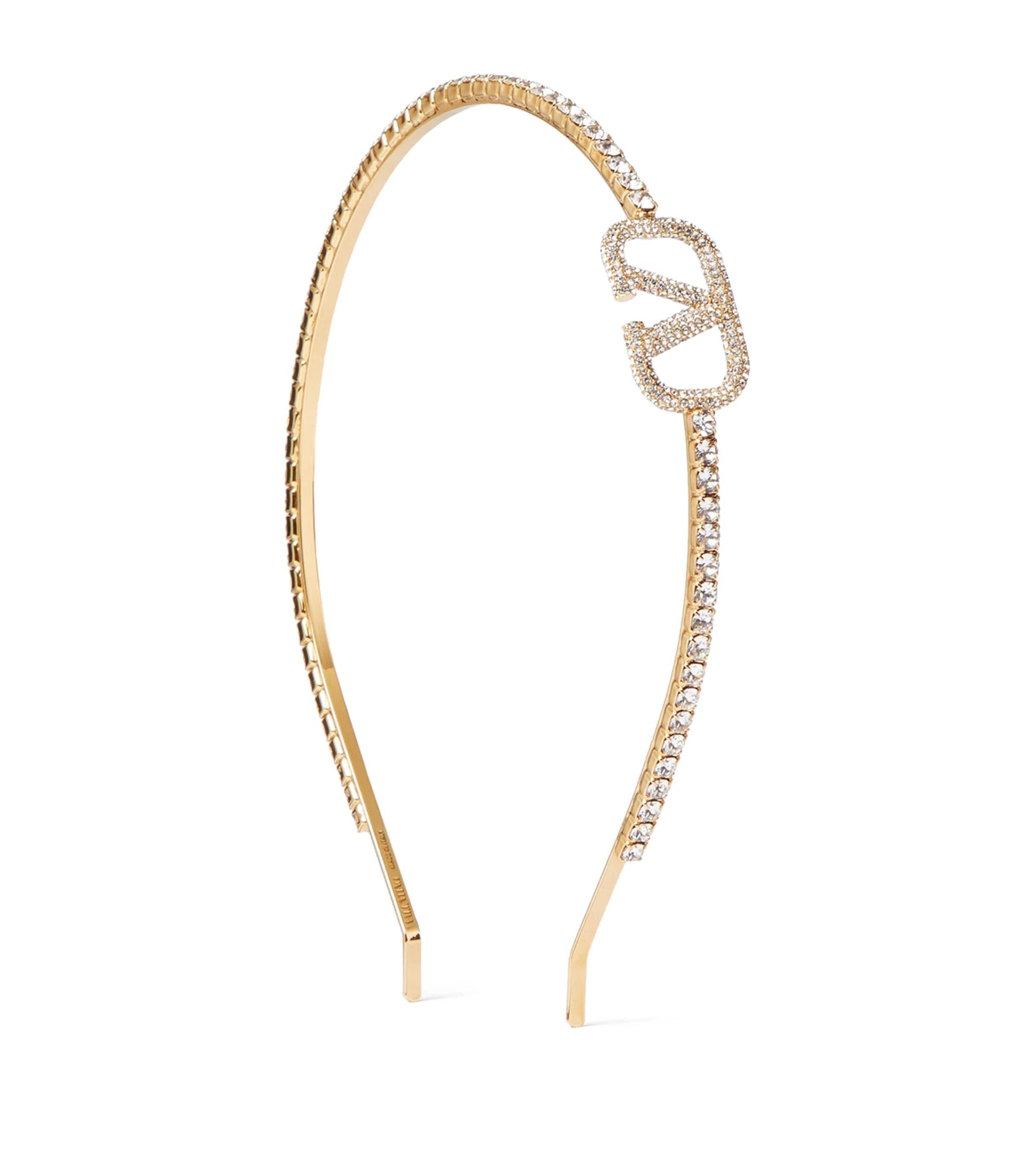 Valentino Garavani Embellished Headband In Gold