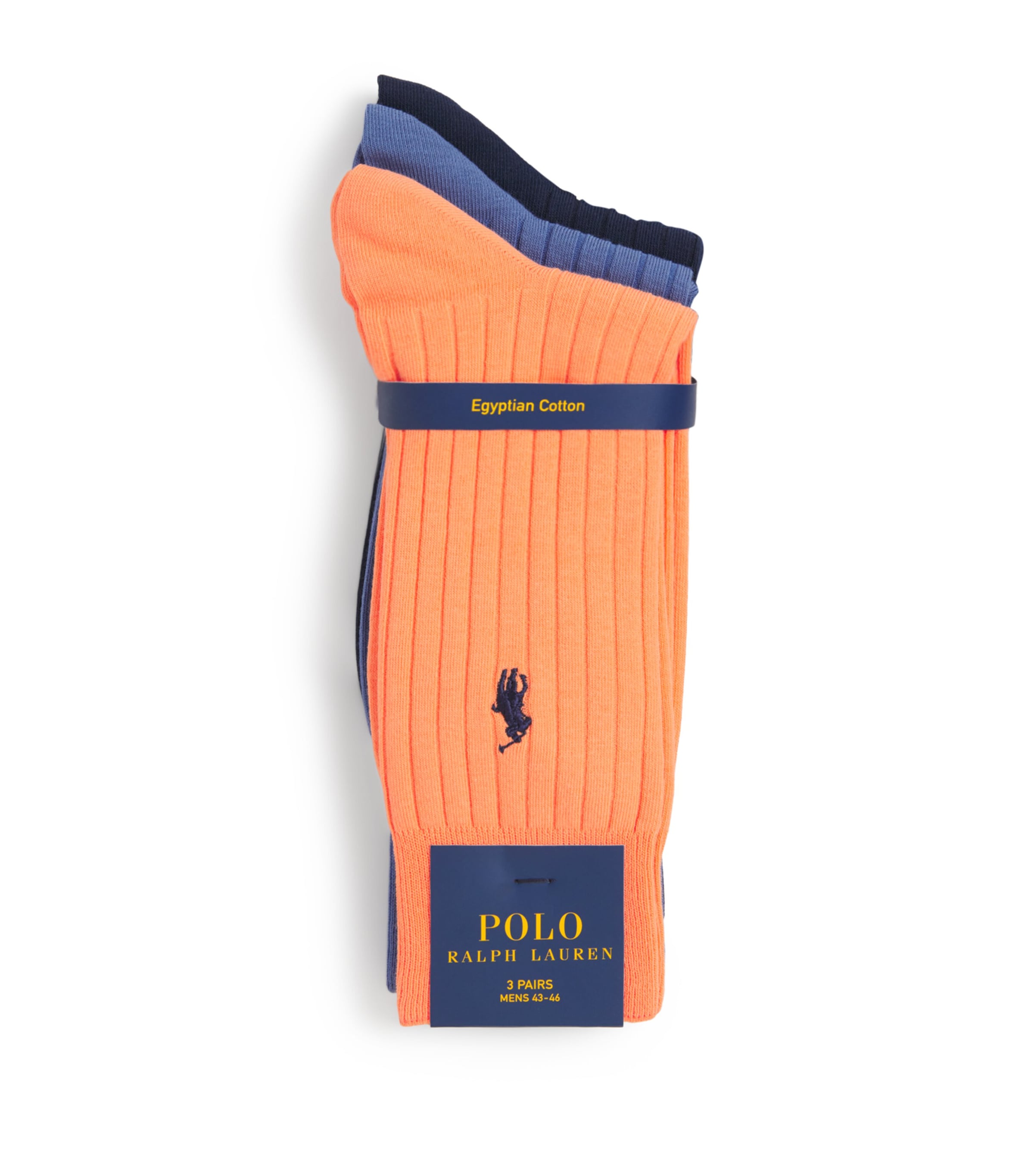 Rib-Knit Polo Pony Socks (Pack of 3) ORANGE/BLUE/NAVY Image 1