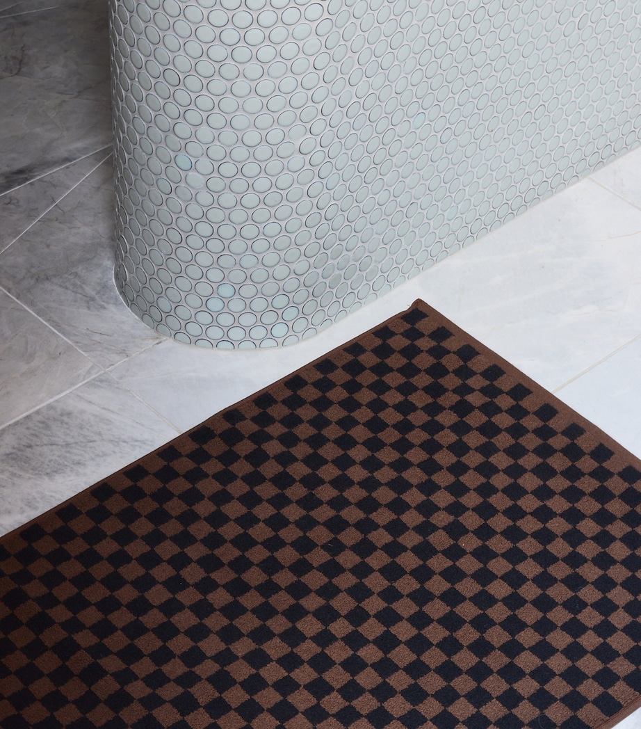 Check Beppu Bath Mat (50cm x 80cm) TABAC / NOIR Image 3