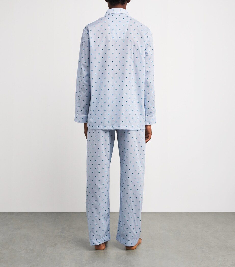 Cotton Elephant Print Pyjama Set BLUE Image 3