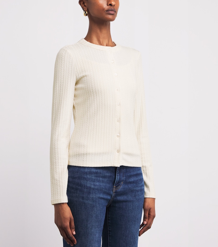 Pointelle-Knit Lira Cardigan W0007 ECRU Image 3