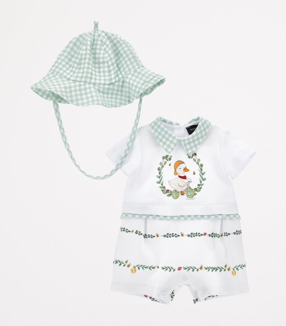 Cotton Duck Print Playsuit and Hat (1-9 Months) BIANCO+MULTICOLOR Image 3
